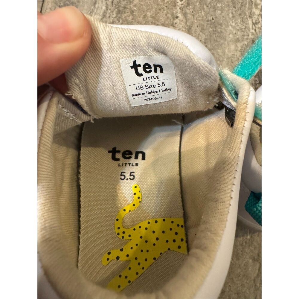 Ten Little Everyday Original Toddler Shoes Size 5.5 White Teal Hook and Loop - Picture 8 of 8